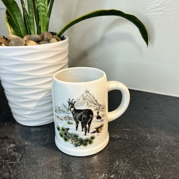 Vintage Plankenhammer Bavaria Pottery‎ Hunting Ibex Mountain Mug Cup Tankard - Picture 3 of 8